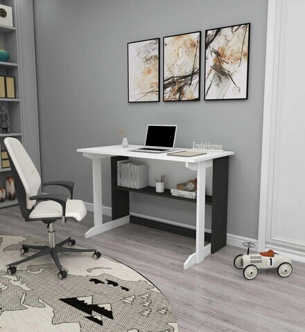 Birou, Hanah Home, Pillar, 100x74.3x55.5 cm, Alb / Antracit