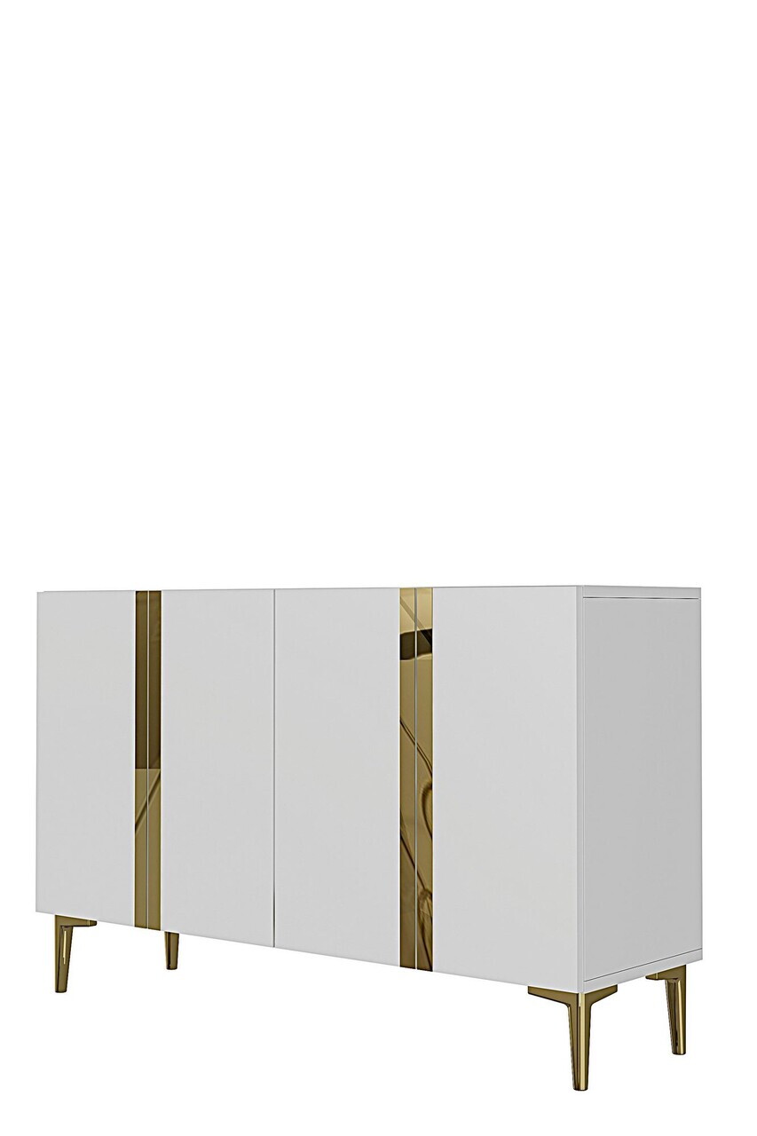 Consola, Hanah Home, Anka 120, 120x75x32 cm, PAL, Alb/Auriu — imaginea 4