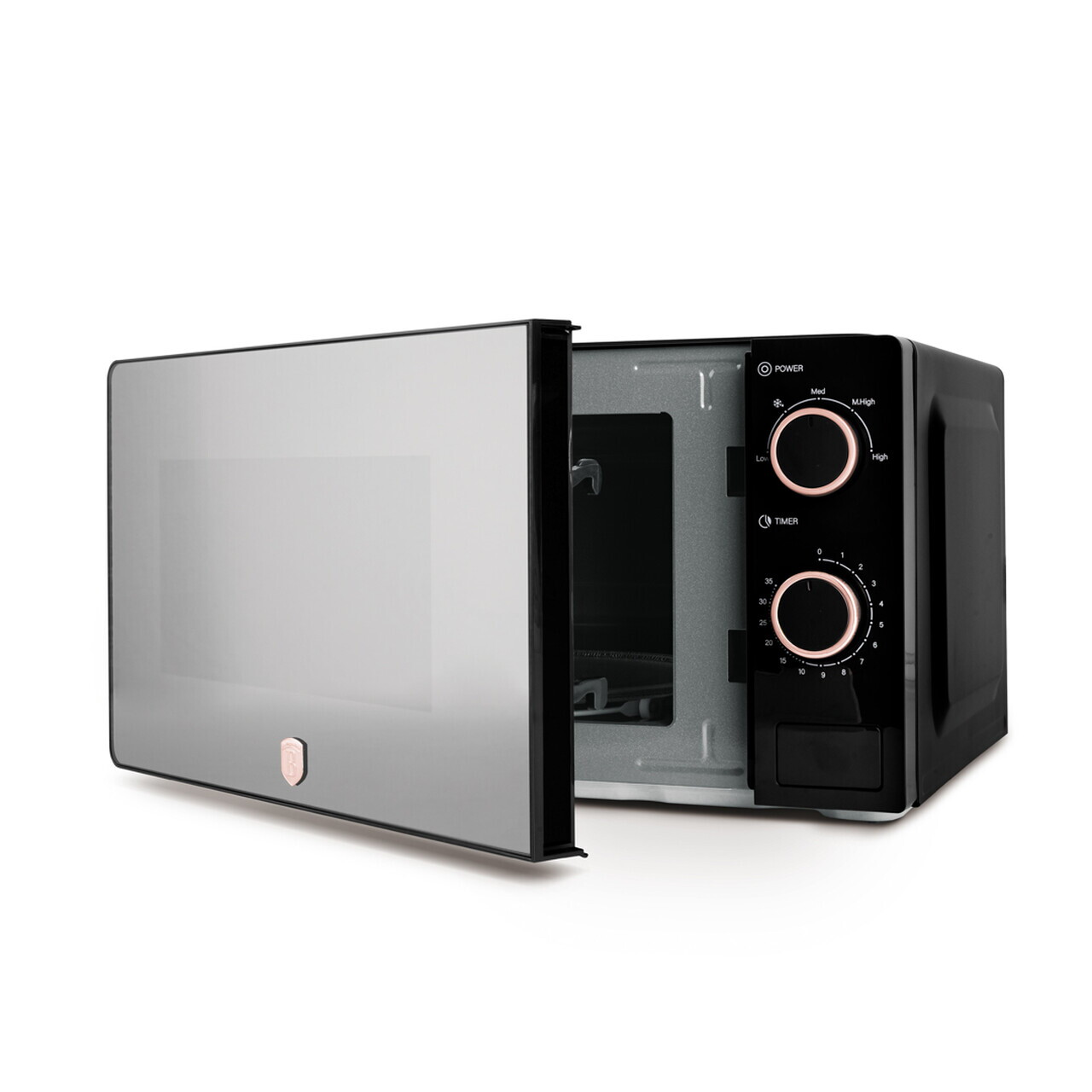 Cuptor cu microunde Berlinger Haus, Black Rose, 1100W, 20L, 44.5x24.2x32.5 cm, negru/argintiu - imagine 4