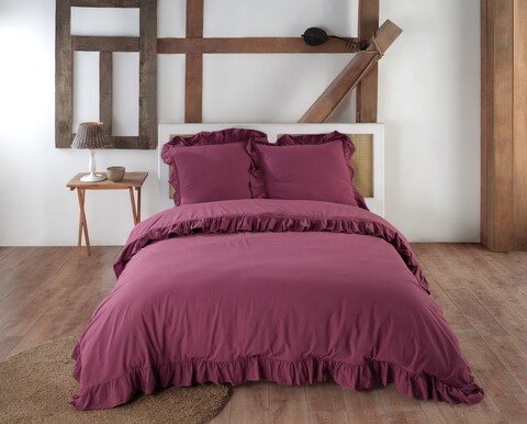 Lenjerie de pat dubla King, 3 piese, 220×240 cm, 100% bumbac, Limasso, Exclusive Stonewashed, rosu Lenjerii de Pat