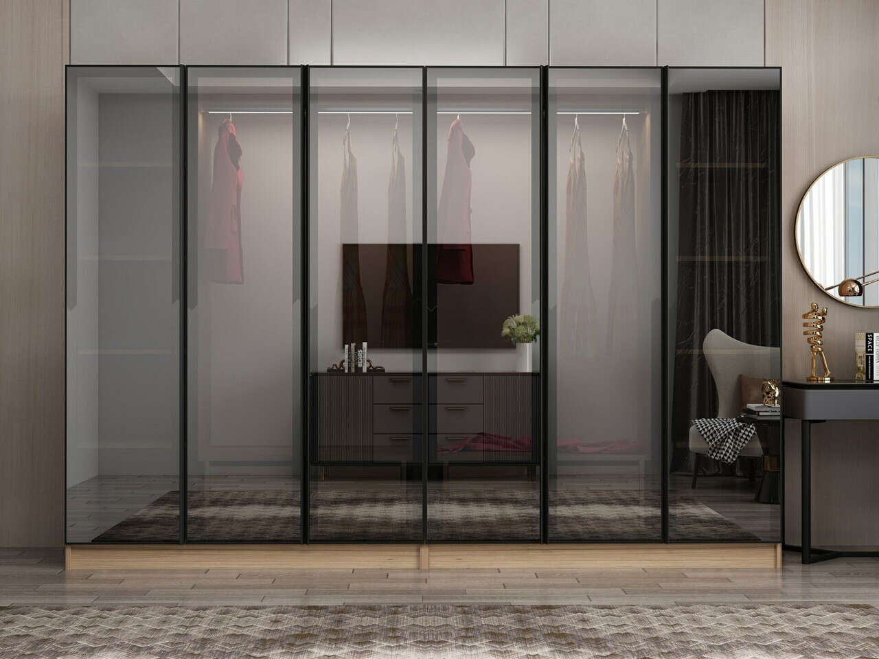 Dulap pentru haine, Hanah Home, Nisa, 270x210x52 cm, Dore