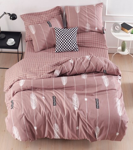 Lenjerie de pat pentru o persoana, Mijolnir, Modena 183MJR02604, 2 piese, bumbac ranforce, roz/alb Lenjerii de Pat