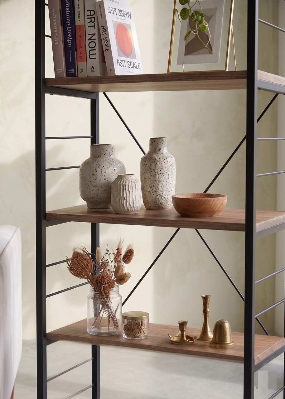 Corp biblioteca, Hanah Home, Moner, 60x155x30 cm, Pin Atlantic / Negru — imaginea 3