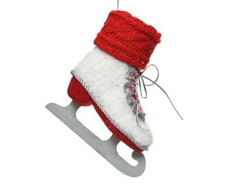 Poza Decoratiune Ice skate, Decoris, 9x24x25 cm, rosu/alb