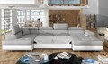 Coltar extensibil stanga 6 locuri ELTAP, Rod-62, Rodrigo, 345x202x90 cm, lemn/poliester, gri deschis/alb