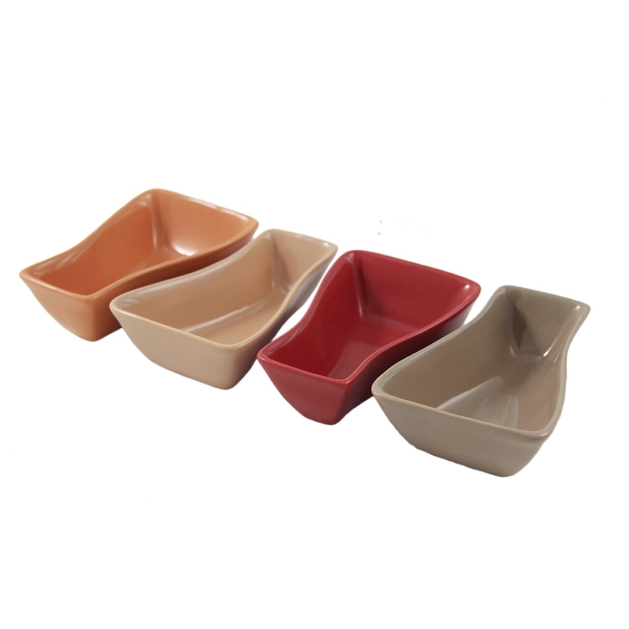 Set 4 Boluri Pentru Servire Aperitiv, Wald, Happy Hour, 12.5 X 7.5 X 3.5 Cm, Ceramica, Multicolor