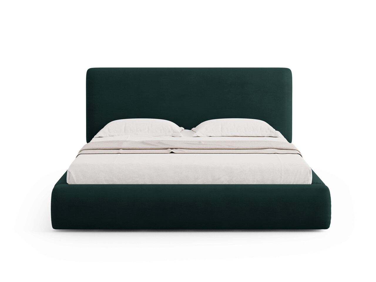 Pat tapitat cu tablie si lada depozitare, Colonel, Cosmopolitan Design, 200x200 cm, material structurat, verde bottle - 1 | YEO