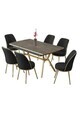 Set masa extensibila si scaune (7 piese), Hanah Home, Poy, Antracit / Aur / Negru