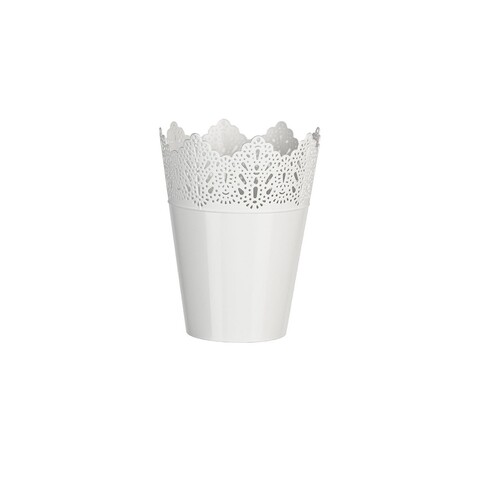 Ghiveci Koronka dantelat 12 cm, plastic, alb