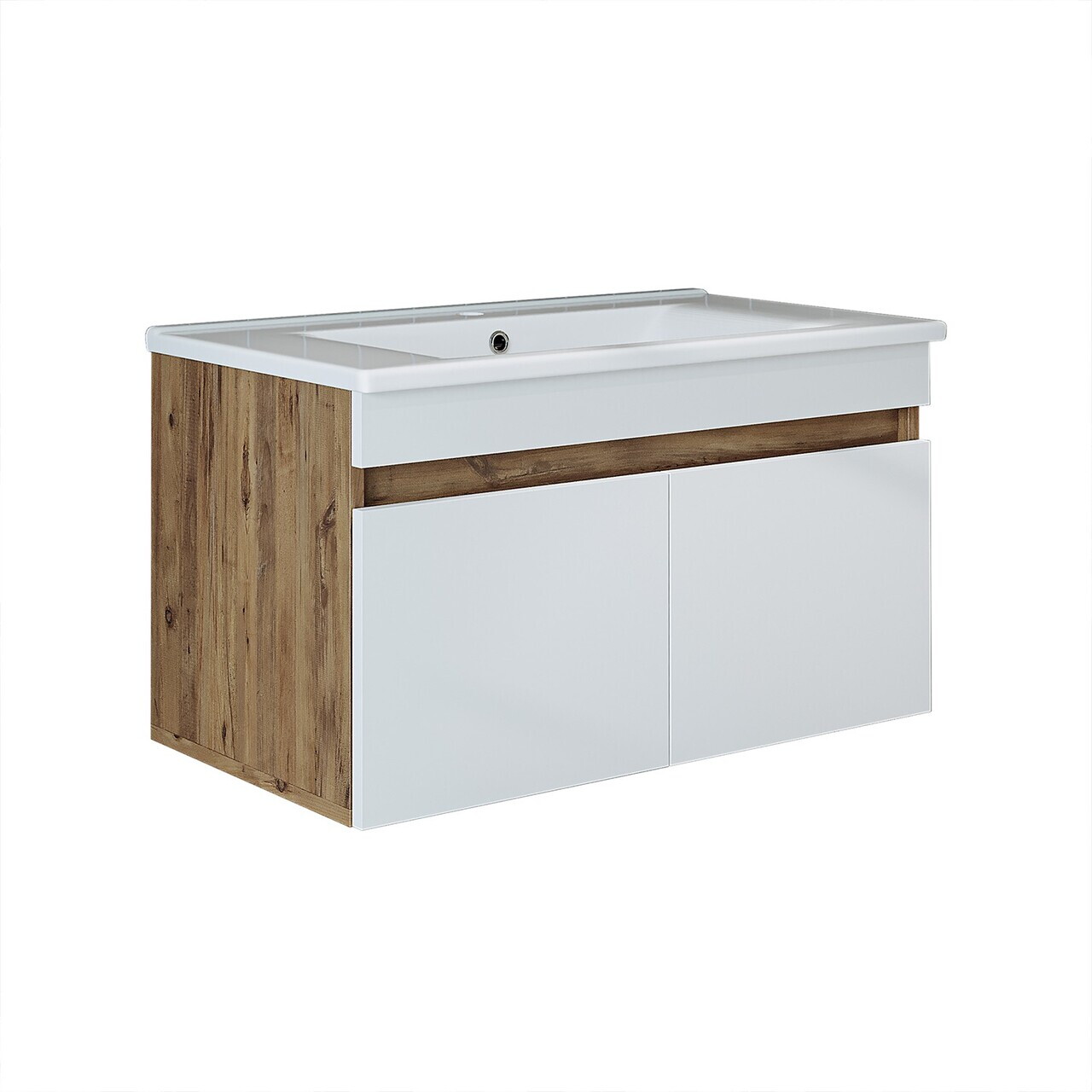 Dulap de baie cu chiuvetă, Hanah Home, 1901, 85x48x45.5 cm, MDF-LAM, Pin Atlantic / Alb Mat — imaginea 6