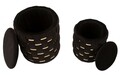 Set 2 taburete cu spatiu depozitare Shanty, Mauro Ferretti, 37x42 cm, 28x35 cm, fier/MDf/poliester, negru/auriu
