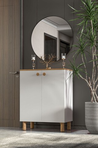 Dulap multifunctional, Hanah Home, Toriva A, 70x91x35 cm, PAL, Pin Atlantic / Alb