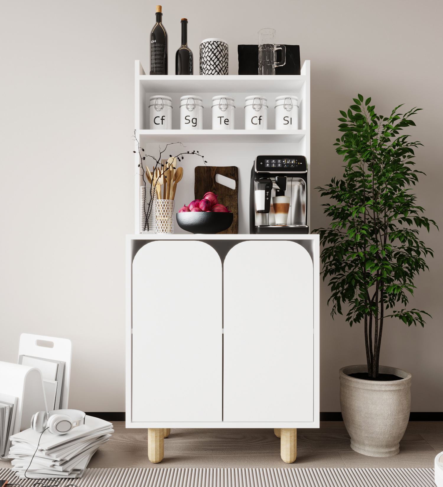 Dulap multifunctional, Hanah Home, Parma 2, 70x155x40 cm, PAL, Alb