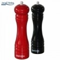 Set rasnite manuale pentru sare/piper, Heinner, 20 cm,  lemn/ceramica, negru/rosu