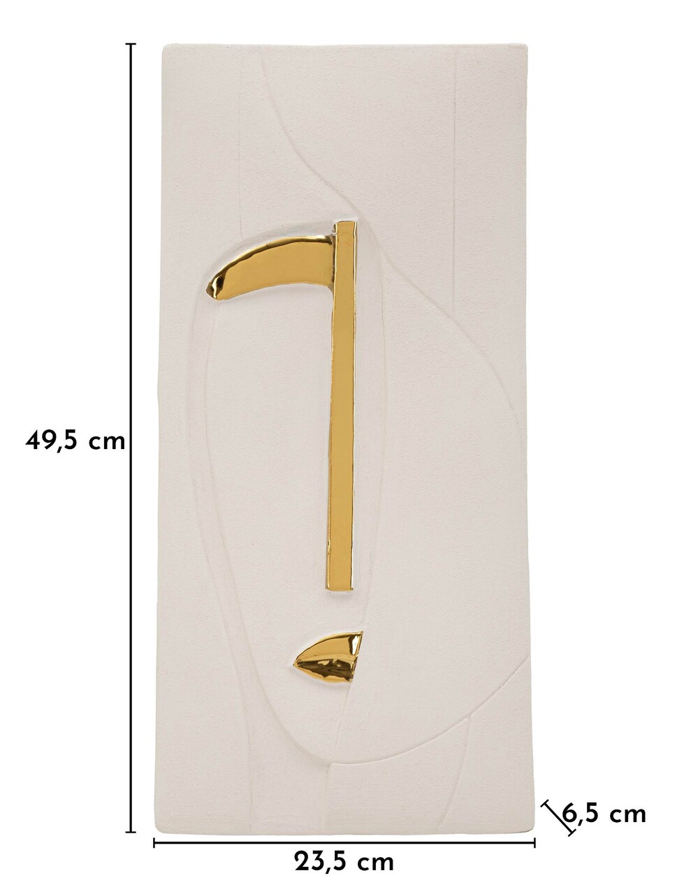 Decoratiune de perete, Mauro Ferretti, Nairobi, 23.5x6.5x49.5 cm, ceramica, alb/auriu - imagine 3