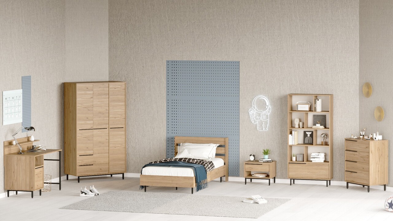 Set dormitor pentru copii, Locelso, ON26-S, Stejar - 1 | YEO