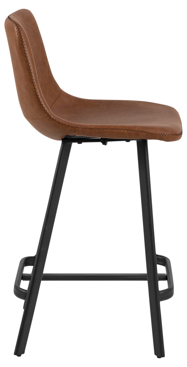 Scaun de bar Oregon, Actona, 43.5x50x91.5 cm, piele ecologica/otel, brandy - view 7