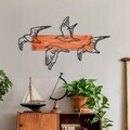 Decoratiune de perete, Mouette, Cadru: Lemn (Grosime: 2 cm), Roșu/Negru
