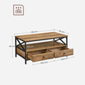 Masuta de cafea cu 2 sertare, Vasagle, Industrial X-Struts, 100x55x45