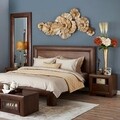 Pat 160x200 cu somiera, Luvru, L.208 l.190 H.120, pal/mdf/furnir de fag, maro