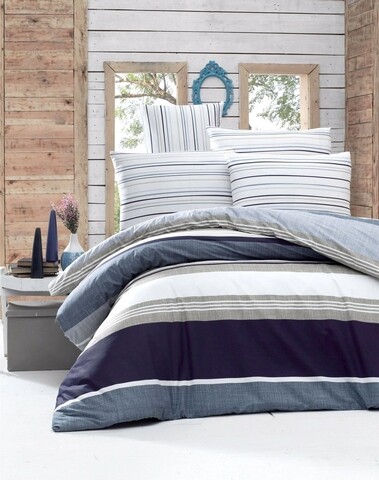 Lenjerie de pat dubla king size, victoria, savoy 121vct62648, 3 piese, bumbac ranforce, multicolor