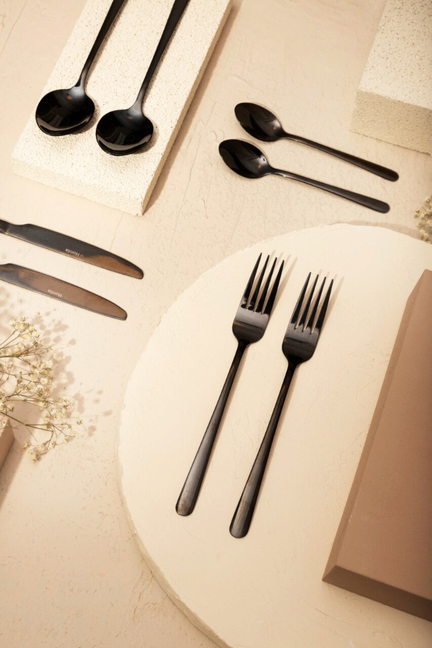 Set tacamuri 24 piese Lugano, Homla, inox 18/0, negru - imagine 16