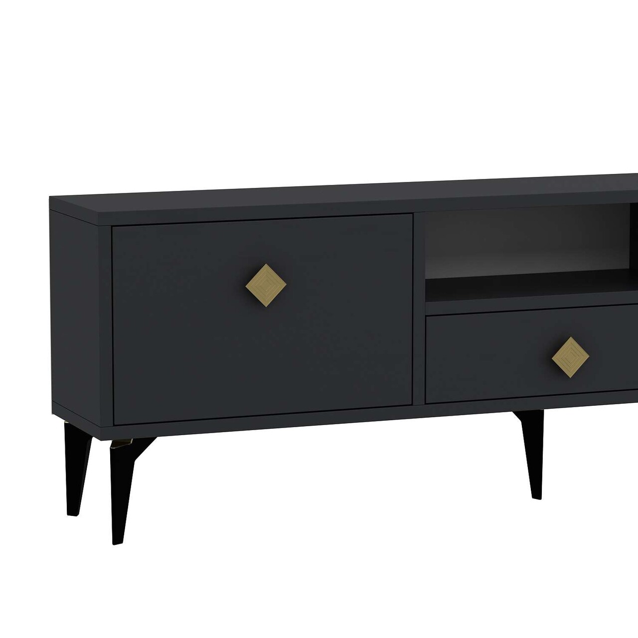 Comoda TV, Hanah Home, 1304-DROP-1, 140x49x30 cm, PAL , Antracit / Aur - view 5