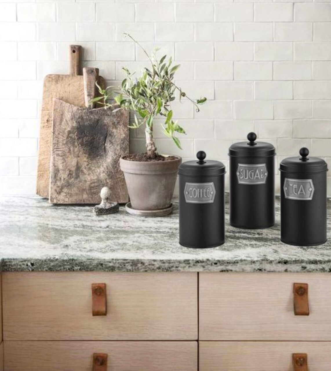 Recipient cu capac, Mia, 742TMA8888, Metal, Negru