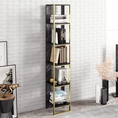 Biblioteca Polka, Zena Home, 32.2×31.3×178.5 cm, auriu/negru