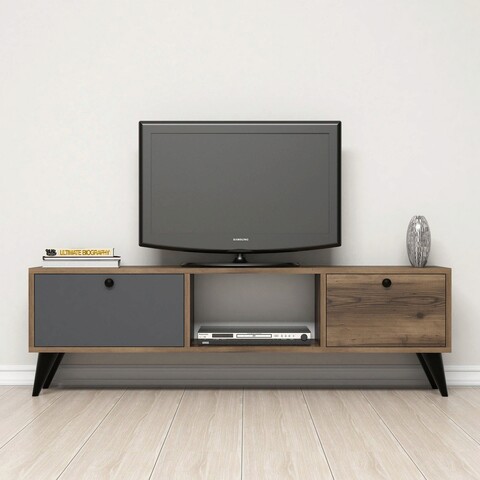 Comoda tv, mezza, serenat 1214, 138x42.6x29.5 cm, nuc / negru / antracit