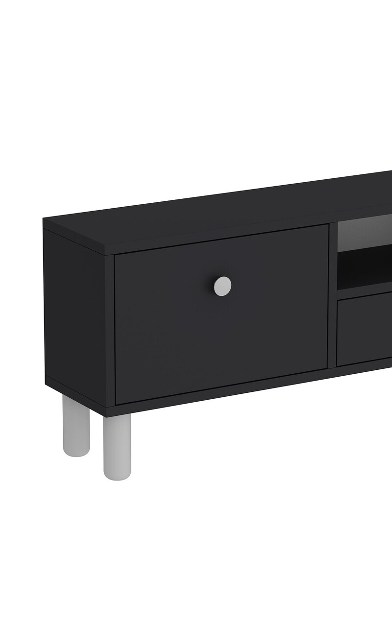 Comoda TV, Hanah Home, 1310-DROP-1, 140x45x30 cm, PAL , Antracit/Alb - view 5