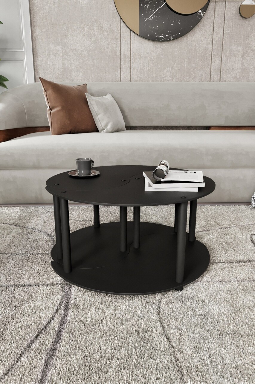 Set masute de cafea, Hanah Home, Yin Yang 2, MDF , Negru - view 3