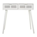 Consola cu 2 sertare Creaciones Meng, 82x42x79 cm, MDF/bambus, alb/argintiu