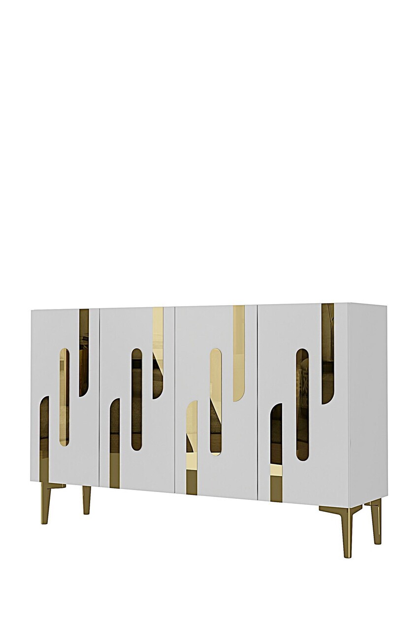 Consola, Hanah Home, Ece 120, 120x75x32 cm, Alb/Auriu — imaginea 5