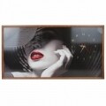 Tablou cu ceas Red Lips, Heinner Home, 50x100 cm, lemn
