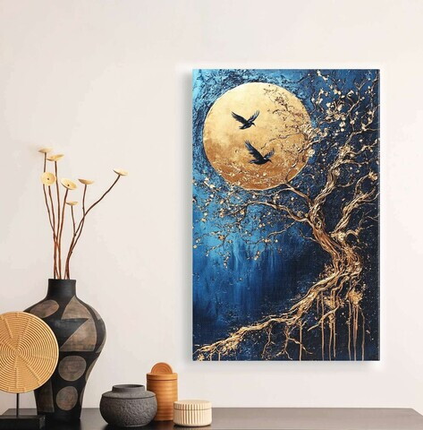 Tablou decorativ, YNS-1018-45 x 70, PÂNZĂ, Lemn, Multicolor