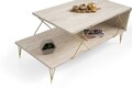 Masuta de cafea, Kalune Design, Loire, Travertin / Auriu