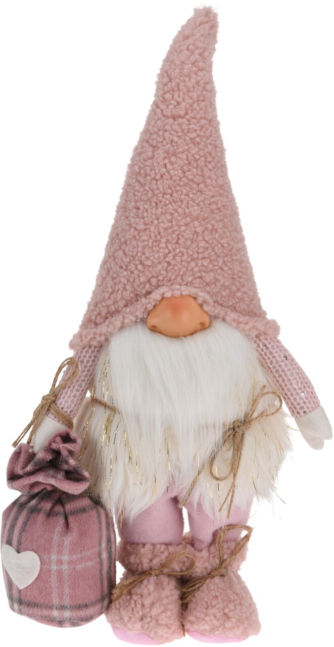 Decoratiune Gnome, 23x13x46 cm, plus, roz
