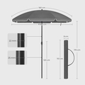 Umbrela pentru terasa, gradina, plaja, Songmics, D160 cm,  protectie solara UPF 50+, gri