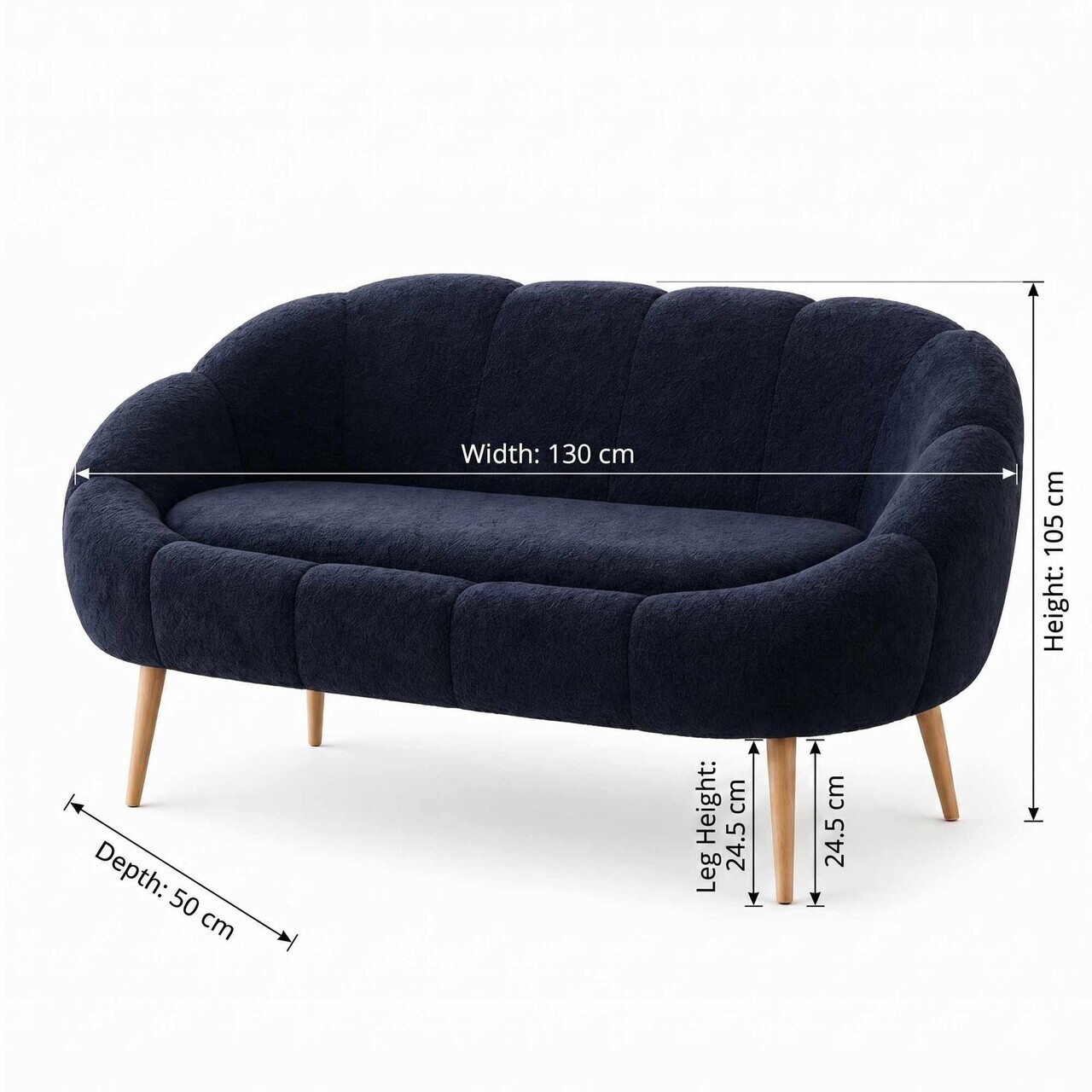 Canapea 2 locuri, Atelier del Sofa, 251BLS1111, PAL, Antracit — imaginea 3