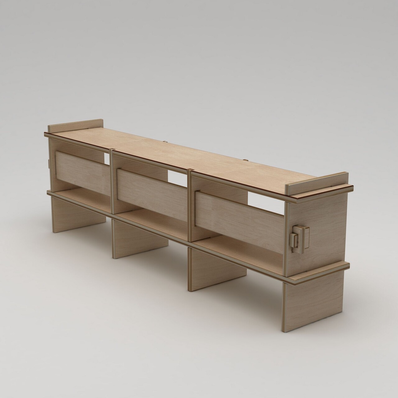Comoda TV, Hanah Home, Lucis, 220x70x38 cm, Placaj, Lemn natural - imagine 3