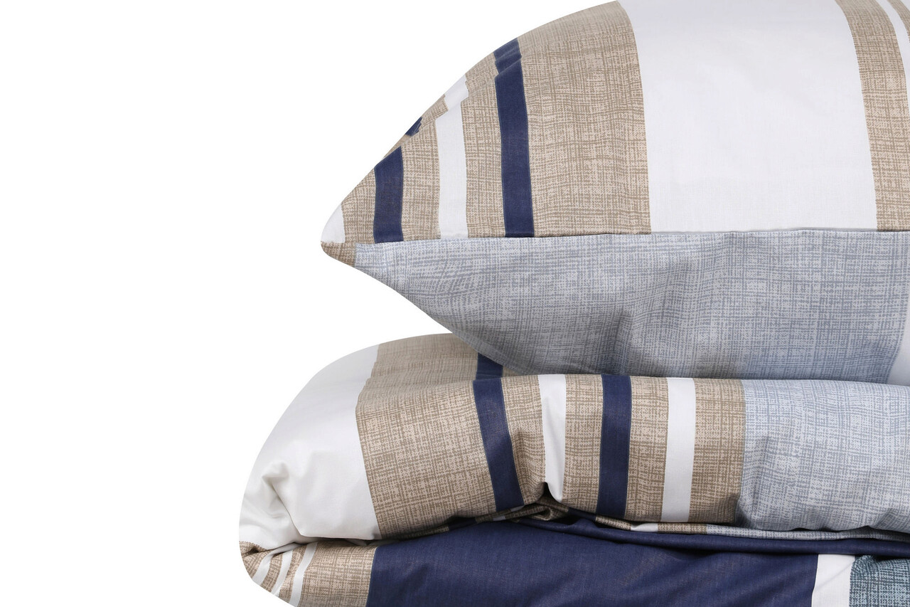 Lenjerie de pat pentru o persoana (FR), Savoy - Blue, Victoria, Bumbac Ranforce - 2 | YEO