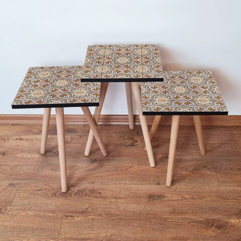 Set masute 3 piese, Leona, 3Shp33, Multicolor