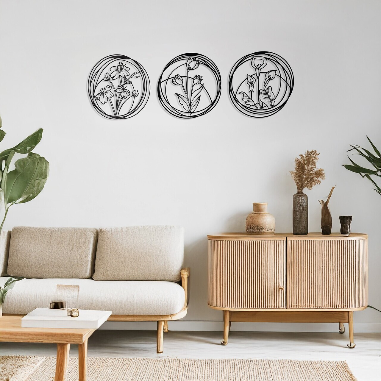 Set de accesorii decorative de perete din metal, DCV-1090-MT, 30 x 30 cm, 3 piese, Negru — imaginea 2