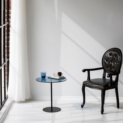 Masa de colt, Neostill, Chill-Out, 50 x 50 x 50 cm, sticla temperata/metal, negru/albastru Chill-Out imagine noua 2022
