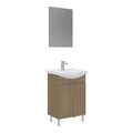 Set Dulap de Baie cu Chiuvetă și Oglindă (2 Piese), Hanah Home, Purus 55, Stejar