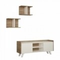 Comoda TV, Homitis, Trap Tv - White, Oak, 33x122x49 cm