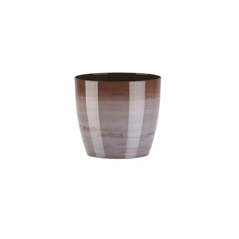 Ghiveci Aga Marmur 18 cm, plastic, maro marmorat