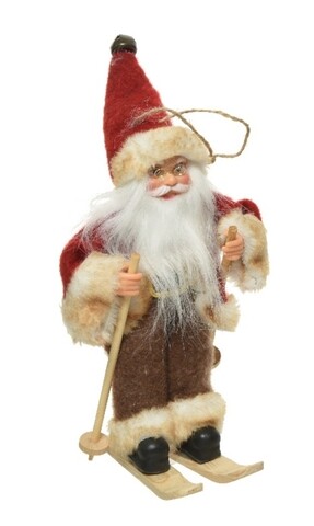 Glob santa with ski, decoris, 9x5x13 cm, pasla, multicolor