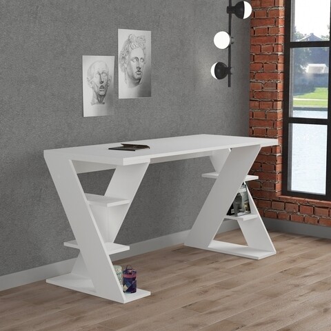 Birou Papillon, Decortie, 140x60x75 cm, alb 140x60x75